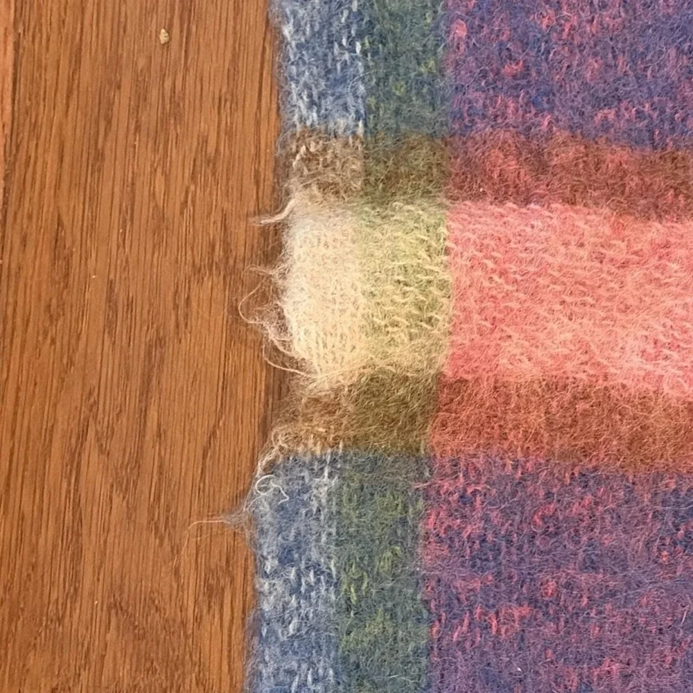 Vintage 1960s Robert Burns Mohair Plaid‎ Throw, 70% Mohair, 30% Wool 70x52